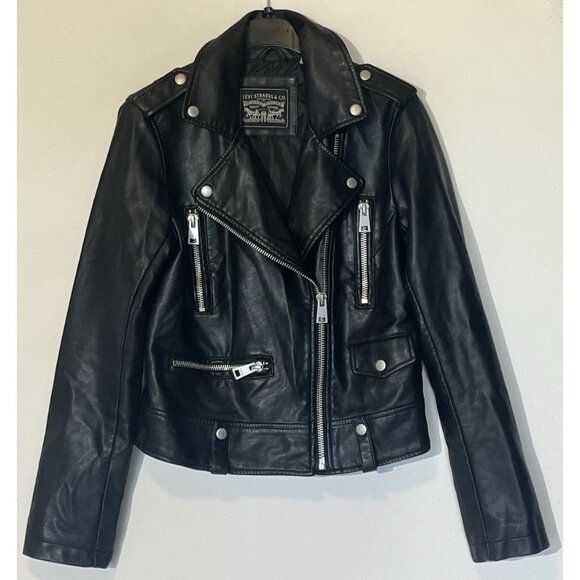 Levi's Black Faux Leather Asymmetrical Zip Motorcycle Moto Jacket - Picture 3 of 16